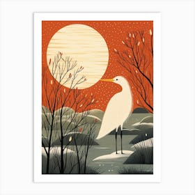 Bird Illustration Egret 3 Art Print