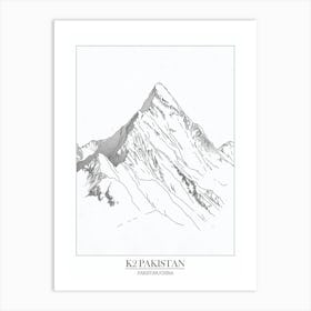 K2 Pakistan China Line Drawing 3 Poster Art Print