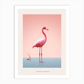 Minimalist Greater Flamingo 2 Bird Poster Art Print