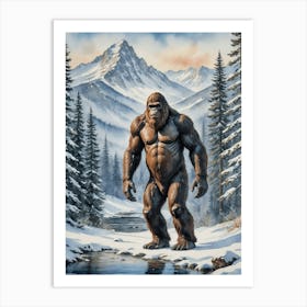 Bigfoot in The Woods Art Print