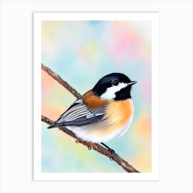 Carolina Chickadee Watercolour Bird Art Print