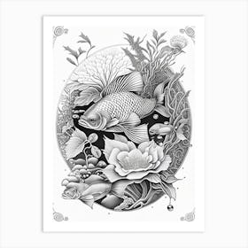 Kin Matsuba Koi Fish Haeckel Style Illustastration Art Print