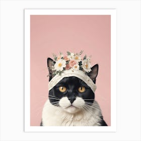 Cat With Flower Crown Art Print