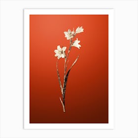 Gold Botanical Painted Lady on Tomato Red n.0469 Art Print