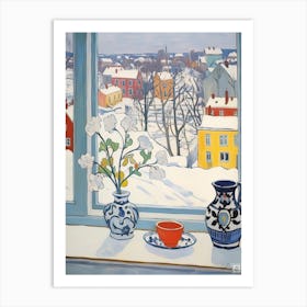 The Windowsill Of Quebec City   Canada Snow Inspired By Matisse 2 Art Print