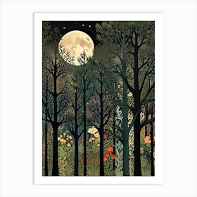 William Morris Moonlight In The Forest 10 Art Print