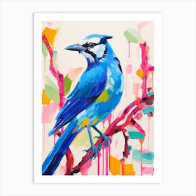 Colourful Bird Painting Blue Jay 1 Art Print