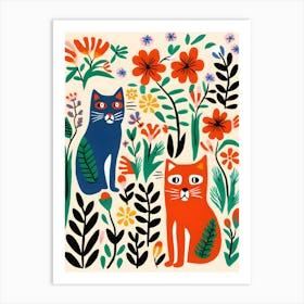 Cats In The Garden Art Print