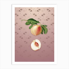 Vintage Peach Botanical on Dusty Pink Pattern n.0834 Art Print