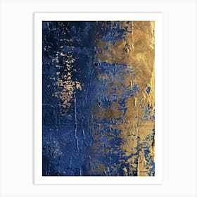 Gold And Blue Abstract Painting 8 Art Print