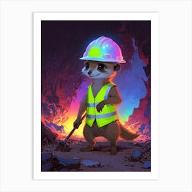 Meerkat In Hard Hat Art Print