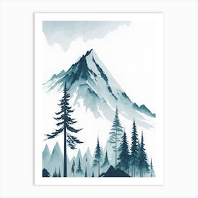 Mountain And Forest In Minimalist Watercolor Vertical Composition 134 Art Print