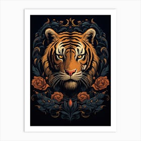 Tiger Art In Art Nouveau Style 3 Art Print
