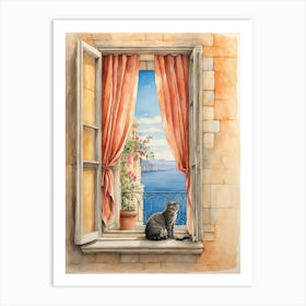 Cat By The Window Art Print