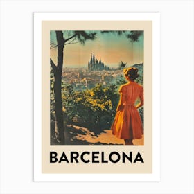 Barcelona Retro Vintage Travel Poster Art Print