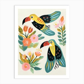 Folk Style Bird Painting Toucan 3 Art Print