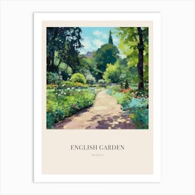 English Garden Park Munich Germany 2 Vintage Cezanne Inspired Poster Art Print