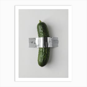 Duct Tape Pickle, white background, Maurizio Cattelan Style Art Print