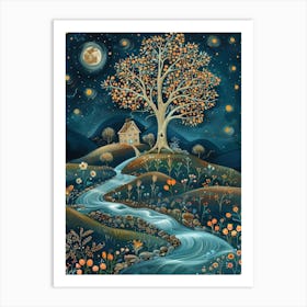 Tree In The Moonlight Art Print