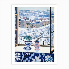The Windowsill Of Edinburgh   Scotland Snow Inspired By Matisse 3 Art Print