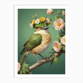 Bird In A Flower Crown Art Print