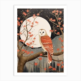 Bird Illustration Barn Owl 1 Art Print