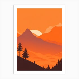 Misty Mountains Vertical Composition In Orange Tone 316 Art Print