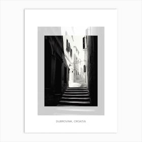 Poster Of Dubrovnik, Croatia, Black And White Old Photo 3 Art Print