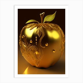 Dripping Gold Apple Art Print