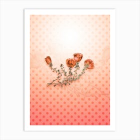 Gillies Purslane Flower Vintage Botanical in Peach Fuzz Polka Dot Pattern n.0239 Art Print