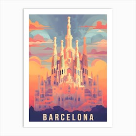 Barcelona Spain Travel Retro Art Print