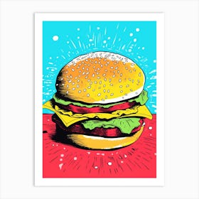 Retro Hamburger Colour Pop 1 Art Print