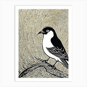 Magpie 3 Linocut Bird Art Print