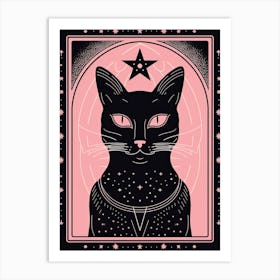 The Star Tarot Card, Black Cat In Pink 3 Art Print