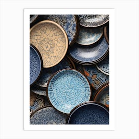 Blue And White Plates Art Print