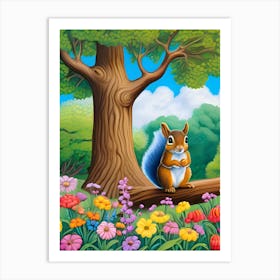 Squirrel In The Forest Art Print