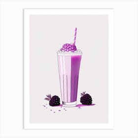 Blackberry Milkshake Dairy Food Minimal Line Drawing 2 Art Print