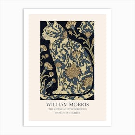 William Morris  Style Botanical Cats Textiles Art Print