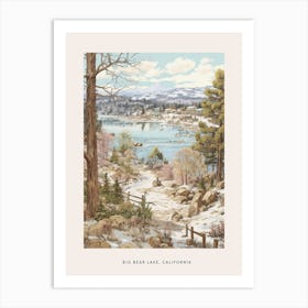 Vintage Winter Poster Big Bear Lake California 2 Art Print