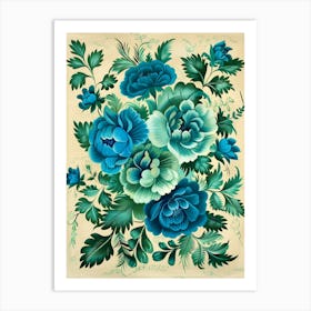 Russian Blue Flowers Art Print