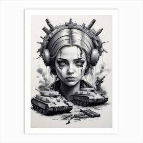 'The Girl With Tanks' Art Print