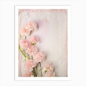 Pink Carnations On Lace Background Photo Art Print