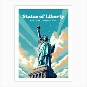 Statue of Liberty New York National Monument Travel Illustration Art Print