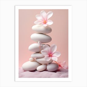 Spa Stones On Pink Background Art Print