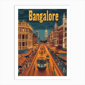 Aihrgdesign A 1970s Inspired Travel Poster For Bangalore 2 Art Print