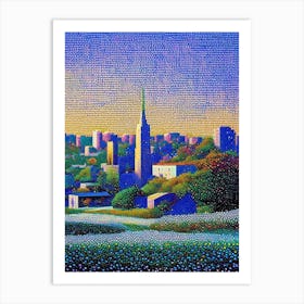 Grand Prairie, City Us  Pointillism Art Print