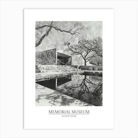 Memorial Museum Austin Texas Black And White Drawing 3 Poster Art Print
