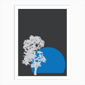 Abstract Shapes and Tree Print Black Art Print