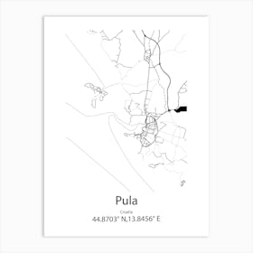 Pula,Croatia Minimalist Map Art Print