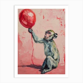 Cute Baboon 2 With Balloon Art Print